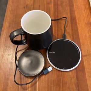 OHOM UI Self-Heating Mug, Black, with Charging Pad and Lid
